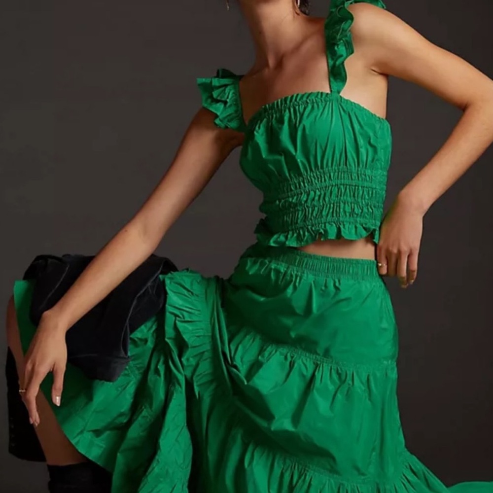 Maeve Tiered Taffeta Midi Skirt - Anthropologie Size 8. New without tags